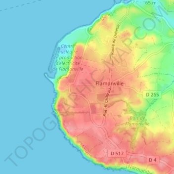 Mapa topográfico Marcanville, altitud, relieve