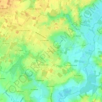 Mapa topográfico Les Plateaux, altitud, relieve