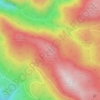 Mapa topográfico Monte Pozzo dell'Orno, altitud, relieve