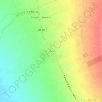 Mapa topográfico San Isidro, altitud, relieve