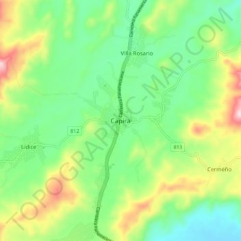 Mapa topográfico Capira, altitud, relieve