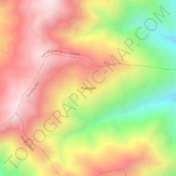 Mapa topográfico Pusuqui, altitud, relieve