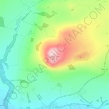 Mapa topográfico Largo Law, altitud, relieve