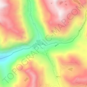 Mapa topográfico 坦塘, altitud, relieve