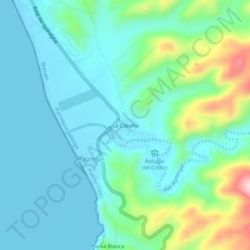 Mapa topográfico La Cabaña, altitud, relieve