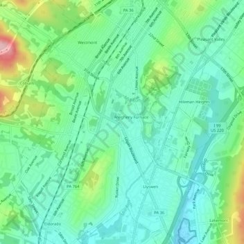 Mapa topográfico South Altoona, altitud, relieve