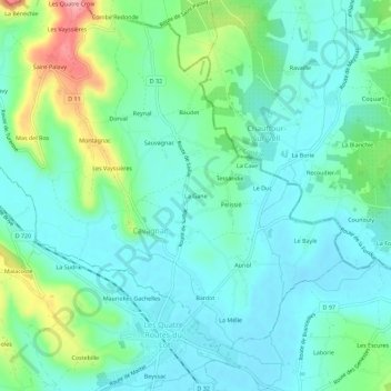 Mapa topográfico La Gane, altitud, relieve