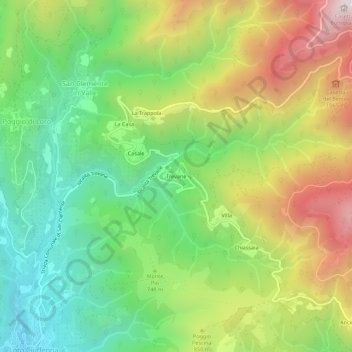 Mapa topográfico Trevane, altitud, relieve