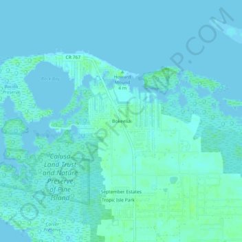 Mapa topográfico Bokeelia, altitud, relieve