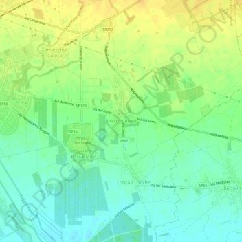 Mapa topográfico Rivolto, altitud, relieve