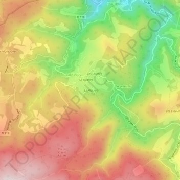 Mapa topográfico La Higue, altitud, relieve