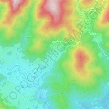 Mapa topográfico Houppach, altitud, relieve