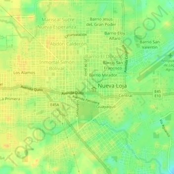Mapa topográfico Unión y Progreso, altitud, relieve