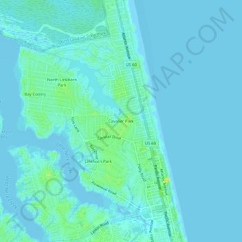 Mapa topográfico Cavalier Park, altitud, relieve
