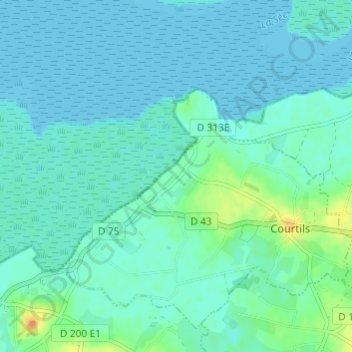 Mapa topográfico Bas Courtils, altitud, relieve