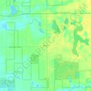 Mapa topográfico Idlewild, altitud, relieve