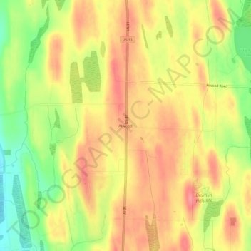 Mapa topográfico Atwood, altitud, relieve