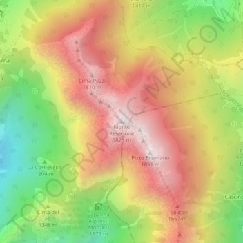 Mapa topográfico Monte Resegone, altitud, relieve