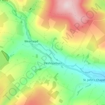 Mapa topográfico West Blackdene, altitud, relieve