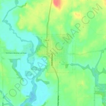 Mapa topográfico Carlton, altitud, relieve