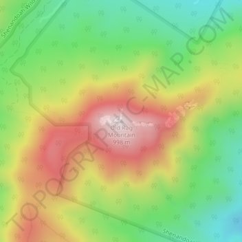 Mapa topográfico Old Rag Mountain, altitud, relieve