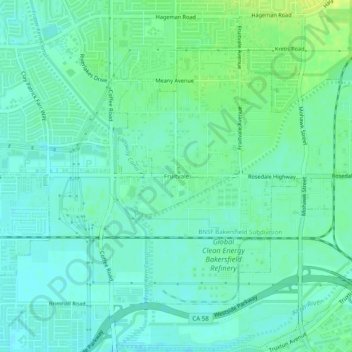 Mapa topográfico Fruitvale, altitud, relieve
