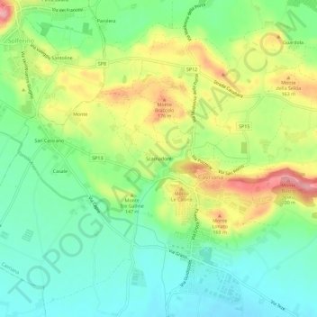 Mapa topográfico Scarnadore, altitud, relieve