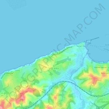 Mapa topográfico Erlaitza, altitud, relieve