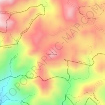 Mapa topográfico Cerro Plata, altitud, relieve