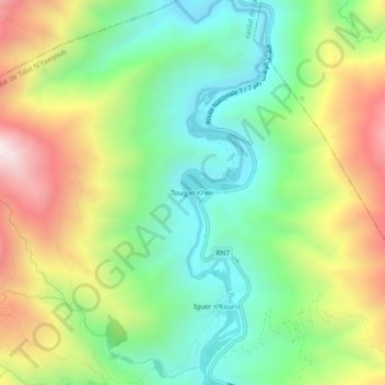 Mapa topográfico Toug el Kheïr, altitud, relieve