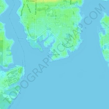 Mapa topográfico Dana Point, altitud, relieve