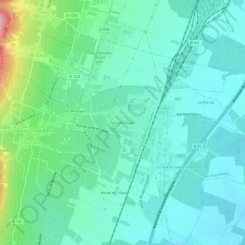 Mapa topográfico Grandes Rayes, altitud, relieve