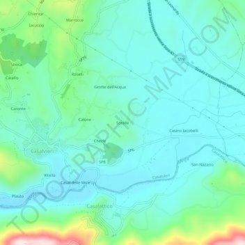 Mapa topográfico Sorelle, altitud, relieve