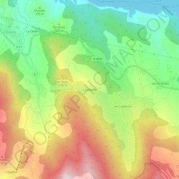 Mapa topográfico Costebelle, altitud, relieve