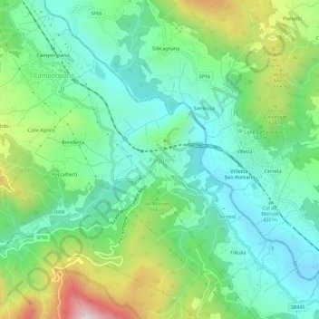 Mapa topográfico Poggio, altitud, relieve