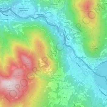 Mapa topográfico Camer, altitud, relieve
