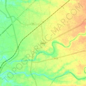 Mapa topográfico Kalol, altitud, relieve