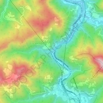 Mapa topográfico Creverina, altitud, relieve