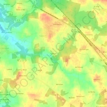 Mapa topográfico Cosquer, altitud, relieve