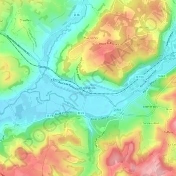 Mapa topográfico Ceint d'Eau, altitud, relieve