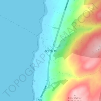 Mapa topográfico Tayinloan, altitud, relieve