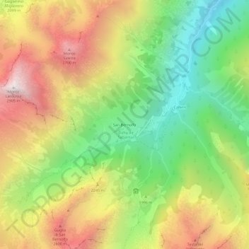 Mapa topográfico San Bernolfo, altitud, relieve