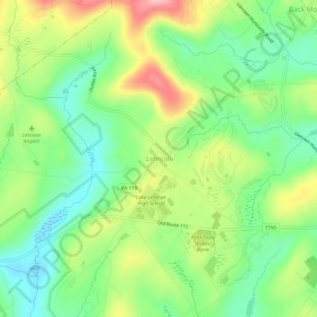 Mapa topográfico Lehman, altitud, relieve