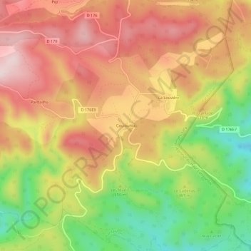 Mapa topográfico Coulouma, altitud, relieve