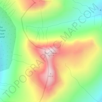 Mapa topográfico Ben Challum, altitud, relieve