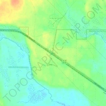 Mapa topográfico Evelyn, altitud, relieve