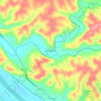 Mapa topográfico Marrowbone, altitud, relieve