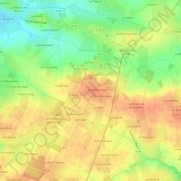 Mapa topográfico Le Plessis, altitud, relieve
