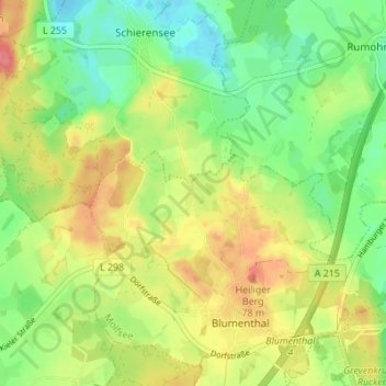 Mapa topográfico Osselberg, altitud, relieve