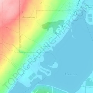 Mapa topográfico Hubbell, altitud, relieve